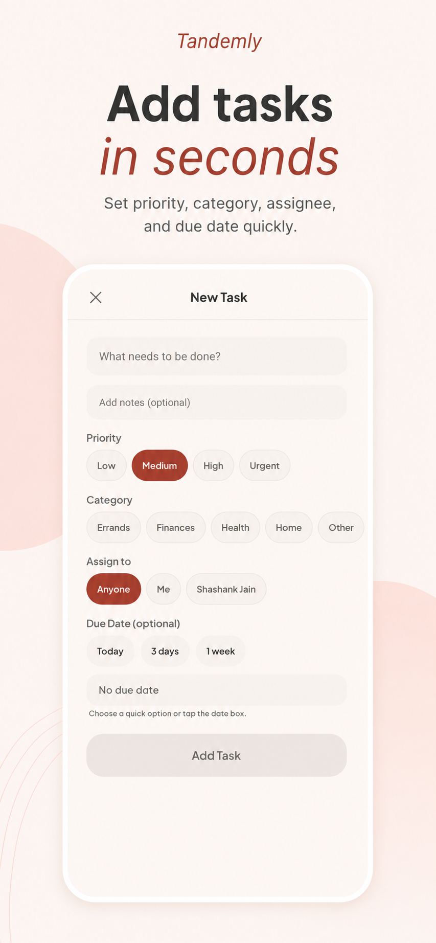 Creating a task in Tandemly To-Do