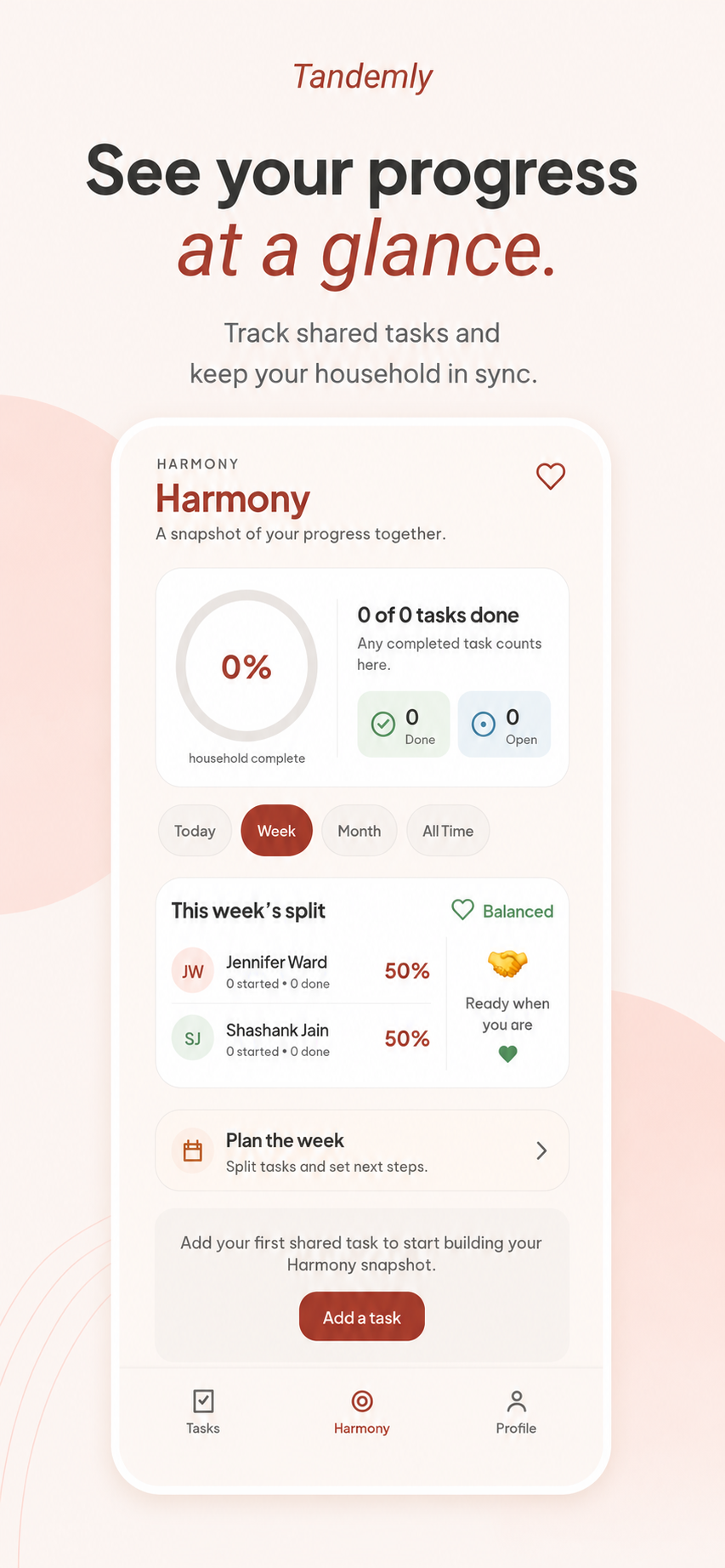 Tandemly To-Do progress screen